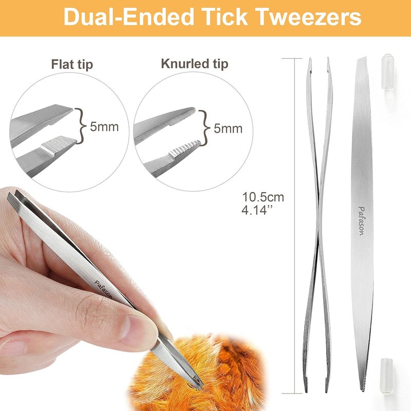Pafason Premium Tick Removal Tweezer Set, Dual-Headed, Multi-functional Stainless Steel Twister Remover for Dogs, Cats, Humans, Storage Case - Image 3